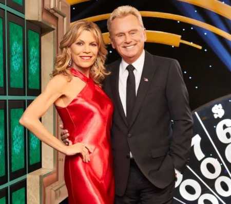 Vanna White with her co-host from the Wheel of Fortune. 